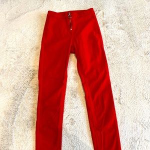High Rise Red Leggings